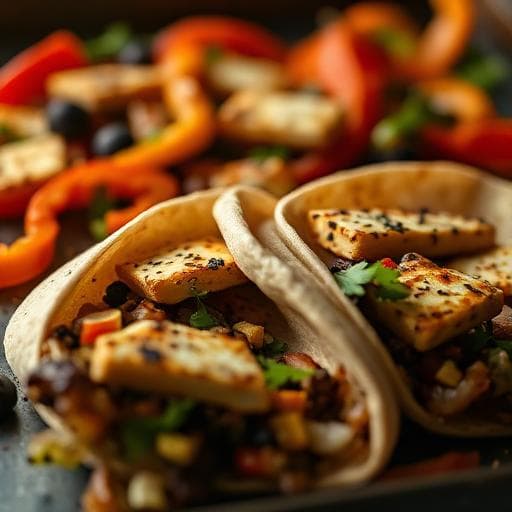 Easy Sheet Pan Halloumi Fajita Wraps