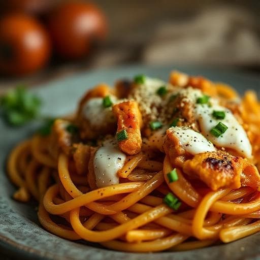 Smoky Paprika Chicken with Chickpea Pasta and Cashew Cream